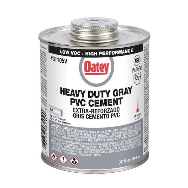 Oatey Gray Cement For PVC 32 oz